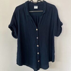 Women's navy blue Button-Up Top